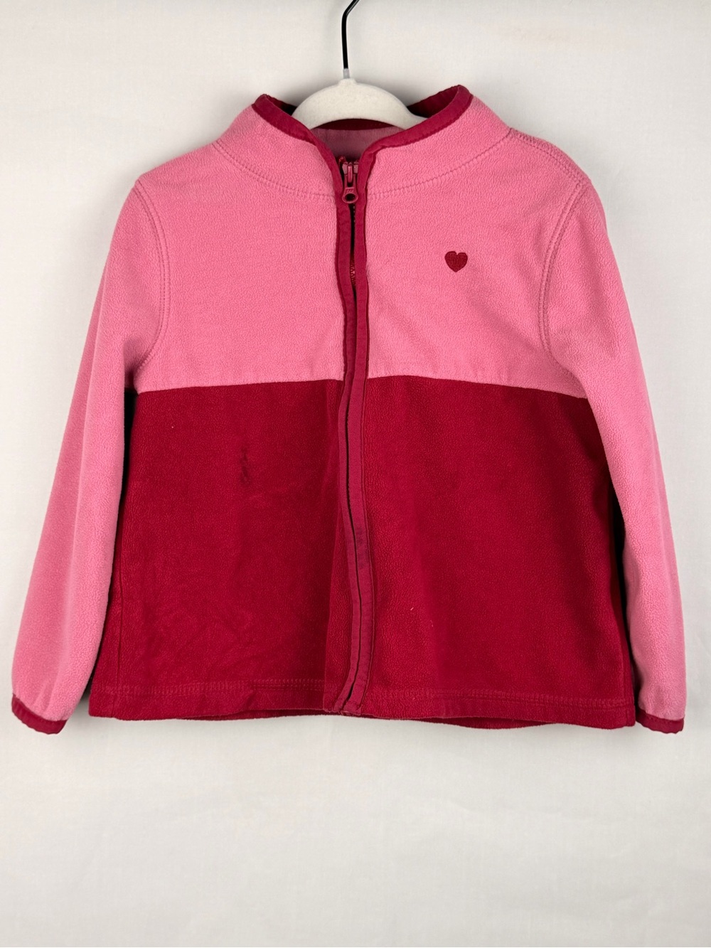 OshKosh B'gosh Two-Tone Pink & Dark Pink Heart Zip Fleece